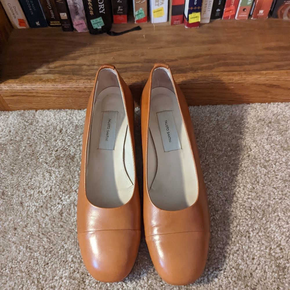 fausto santini light brown pumps chunky heel sz 38.5 euc